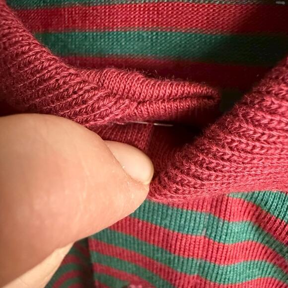 Vtg 80s J Crew Oarsman Outfitters Polo Women's Large Red Green Preppy Prep - Picture 2 of 8